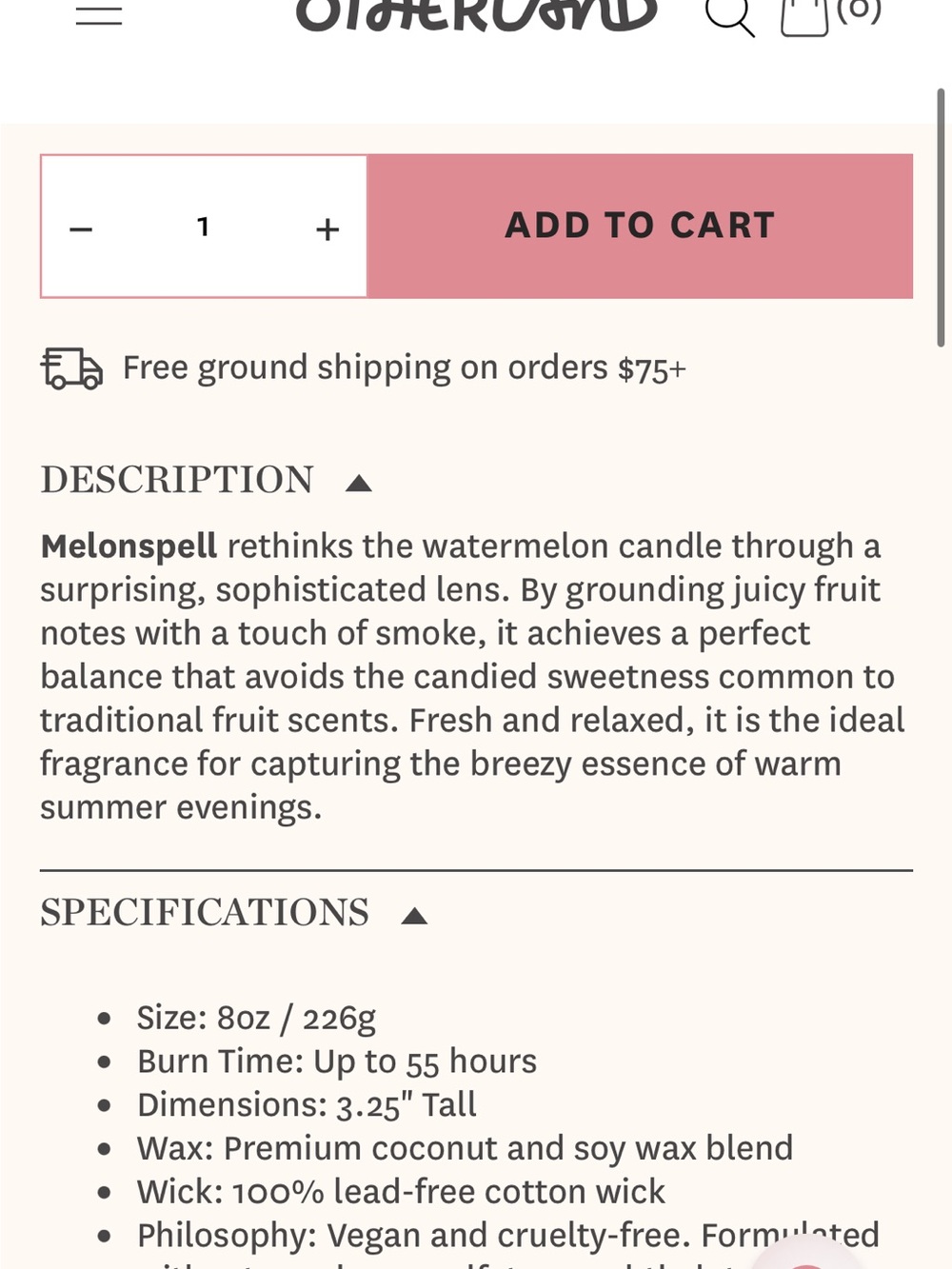 NIB Otherland Melonspell 8oz candle - Picture 3 of 5